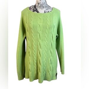 Cyrus Chic Lime Green Cable Knit Casual Comfort Sweater size Large